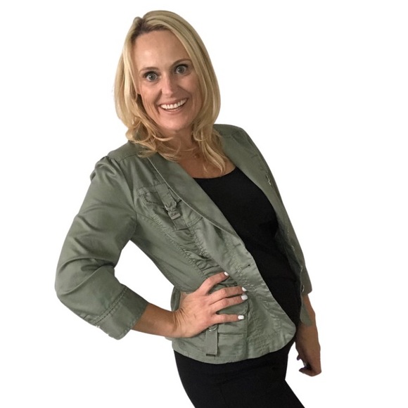 White House Black Market Jackets & Blazers - White House Black Market - Casual Green Jacket - 3/4 Sleeves